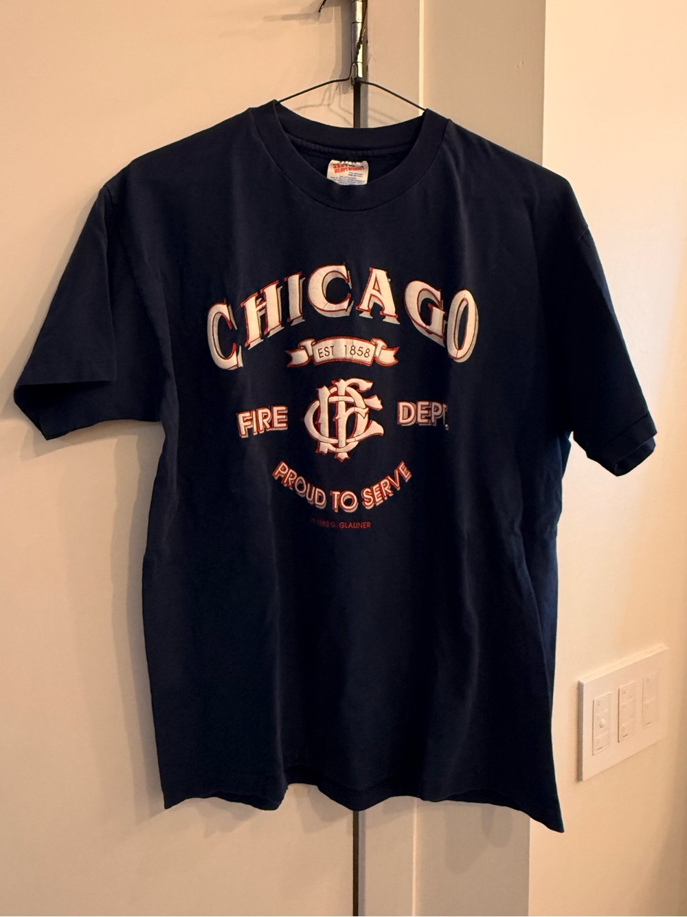 Vintage 1993 Chicago Fire Dept Puff Print Graphic Tee | 90s Single Stitch | L